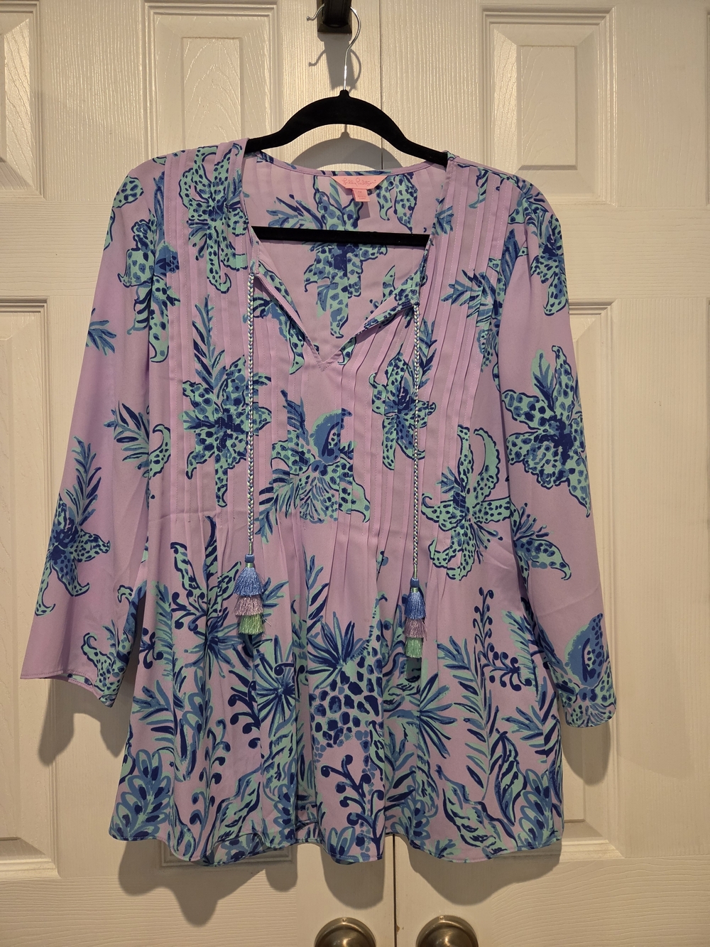 Lilly Pulitzer Lavender Floral Tassel Tunic